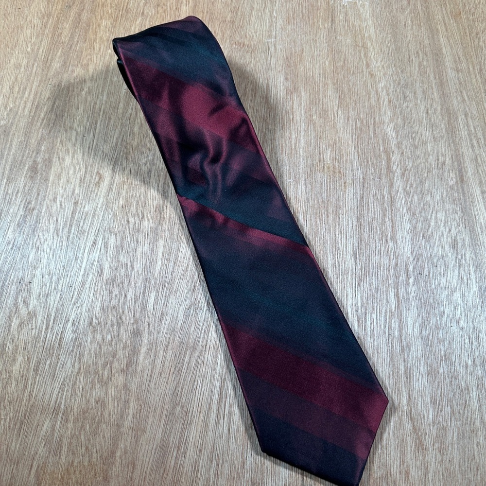 Arrow Necktie Mens OS Burgundy Black Striped 100% Silk Formal Business Classy
